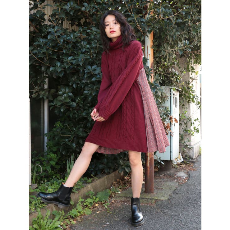 バックプリーツニットワンピース[品番：MKSW0019364]｜jouetie