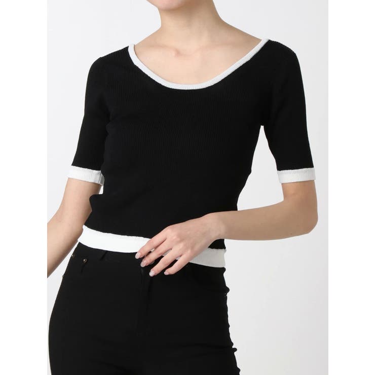 ✨♦新品未使用MACPHEE バイカラーニット 新品タグ付き ツイードニットバイカラートップス【セットアップ着用可能