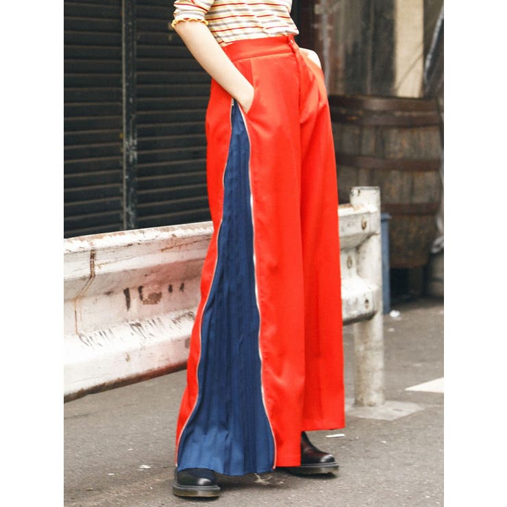 jouetie マルチカラー アクリル長ズボン サイドジップバイカラーパンツ[品番：MKSW0019571]｜jouetie