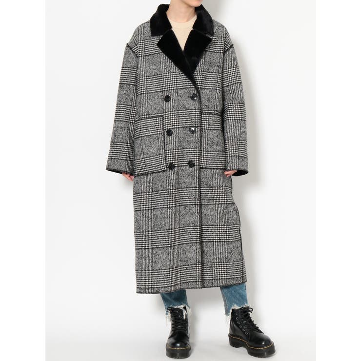 ブラック | ボアリバーシブルチェスターコート | jouetie