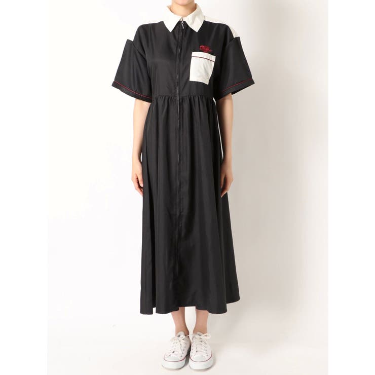 レースボーリングシャツワンピース 半袖ワンピース レディース F レース風プリントヘムシャツワンピース/F i.n.t [57AE02h003] | F