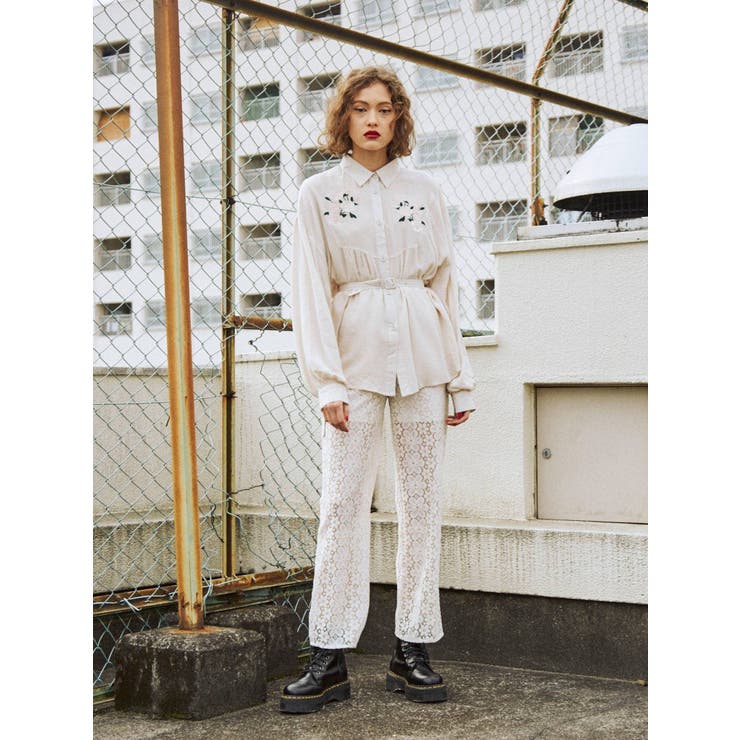 セット】フラワーシャツ＆レースパンツ[品番：MKSW0035824]｜jouetie