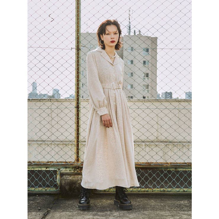 シアーパターンワンピース[品番：MKSW0036114]｜jouetie