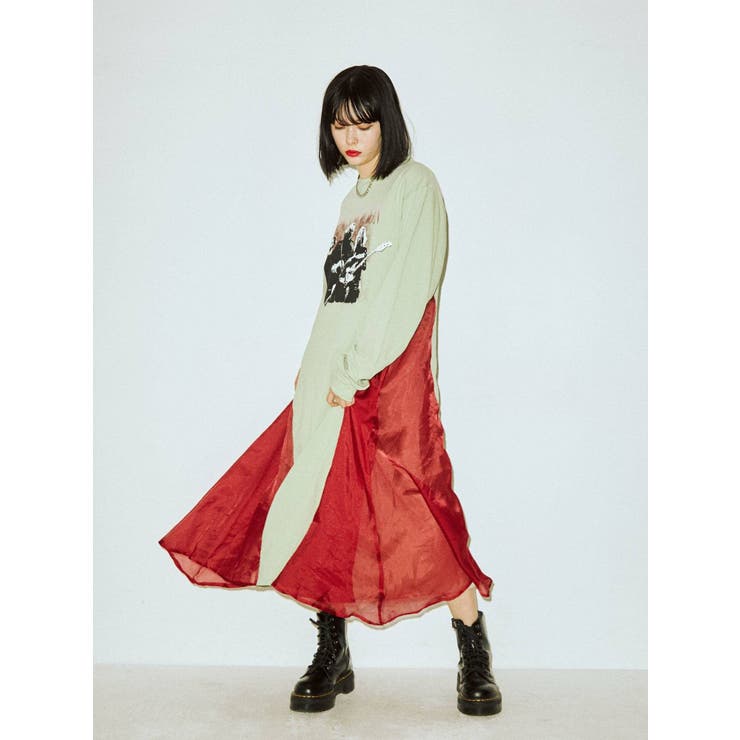 【jouetie】 レース切替 半袖Tシャツ ワンピース ホワイト M レースドッキングロンTワンピース[品番：MKSW0040935]｜jouetie