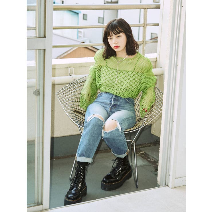 オーバーメッシュトップス[品番：MKSW0042616]｜jouetie