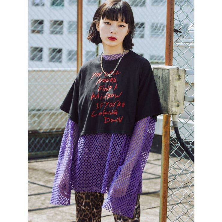 セール】メッシュトップス/ シアートップス/前後2way（Tシャツ