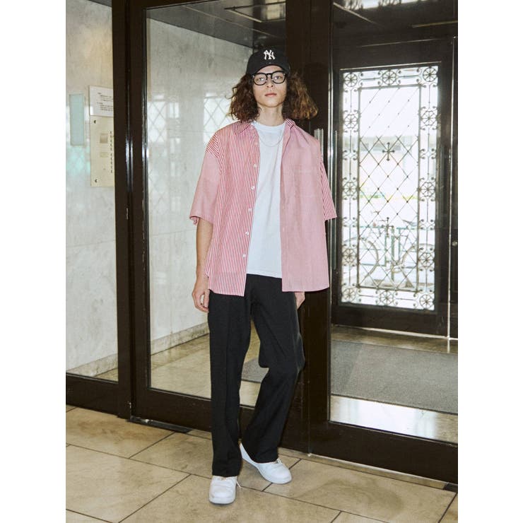 青白ストライプ オーバーサイズシャツ　& FUN UNPERFECT SHIRT 青白ストライプ オーバーサイズシャツ & FUN UNPERFECT SHIRT