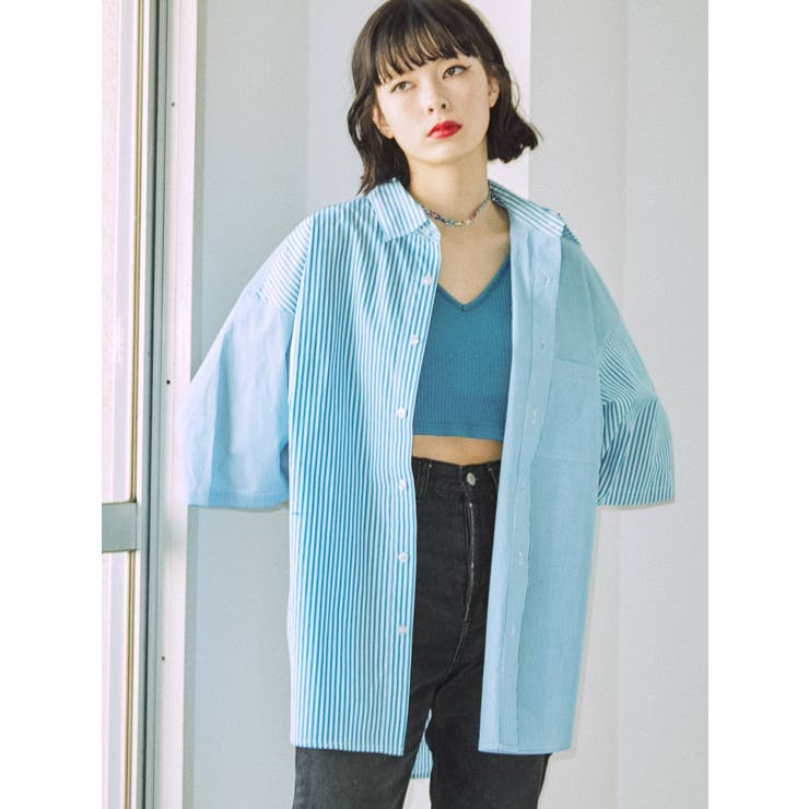 オーバーサイズクレイジーストライプシャツ【WEB限定・ユニセックス