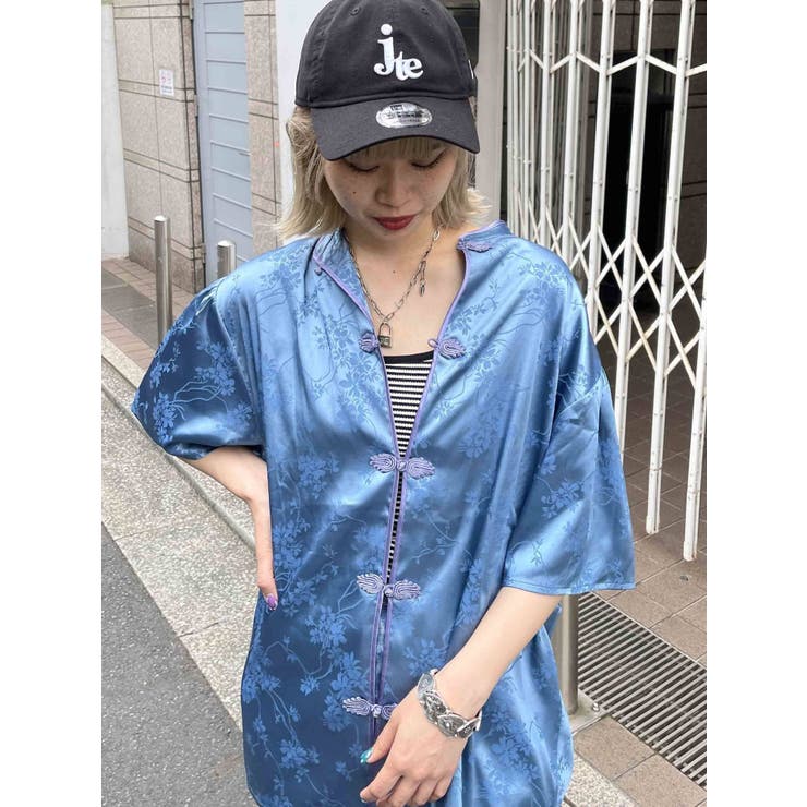 jouetie❤️スタンドカラーチャイナシャツコーディネート売り jouetie スタンドカラーチャイナシャツ（ブラック