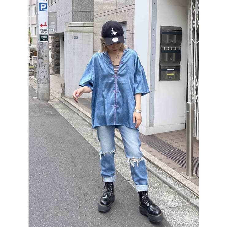 スタンドカラーチャイナシャツ[品番：MKSW0045128]｜jouetie