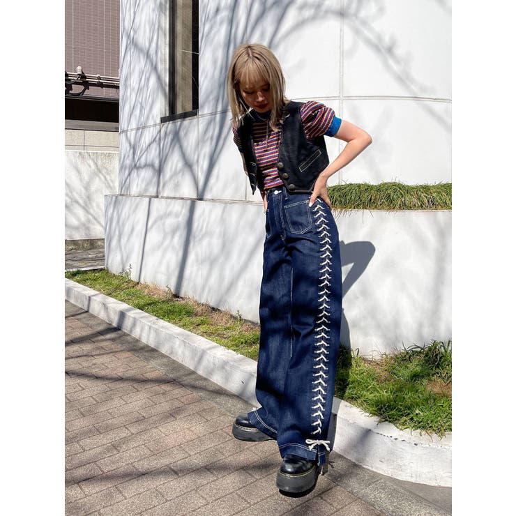 フロントポケットレースアップデニム[品番：MKSW0044170