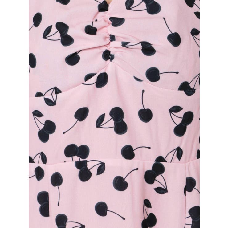 チェリーパターンスリットロングワンピース[品番：MKSW0044770