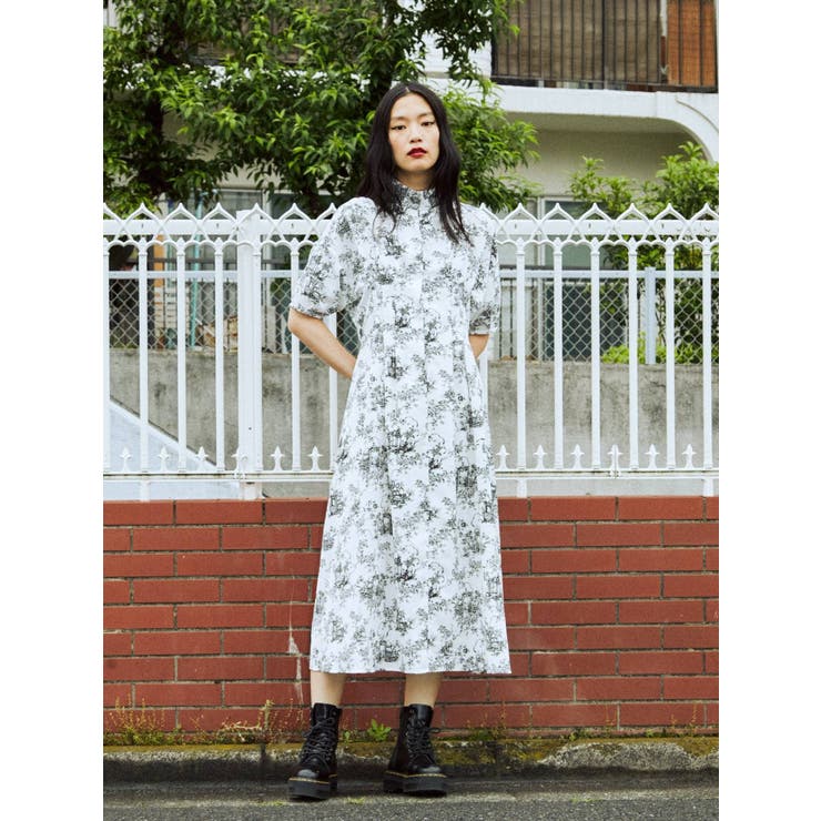 ANAYI2019SS グログランタックワンピース - ひざ丈ワンピース