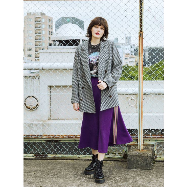 ZOY - バックプリーツ スカート | ネイビー | レディース