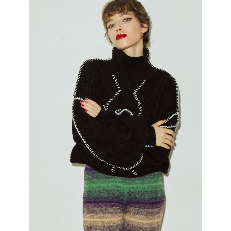 クロップドステッチニット[品番：MKSW0047028]｜jouetie（ジュエティ