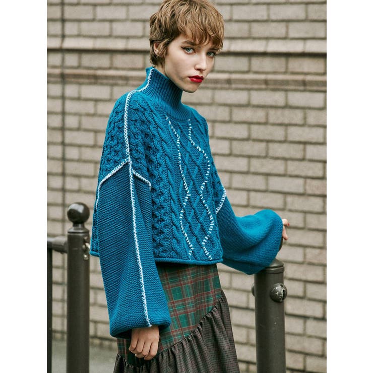 クロップドステッチニット[品番：MKSW0047028]｜jouetie（ジュエティ