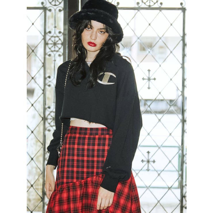 新品♬ jouetie × Champion ハーフジッププルオーバー Champion別注】ハーフZIPプルオーバー[品番：MKSW0047202