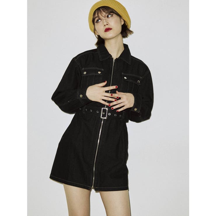 shéller シェリエ フロントzipワンピース ミニワンピース ミニ 無地 SLY | FRONT ZIP TUCK ショートワンピース (ワンピース(ミニ