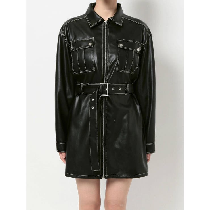 shéller シェリエ フロントzipワンピース ミニワンピース ミニ 無地 SLY | FRONT ZIP PLEATS ショートワンピース (ワンピース(ミニ