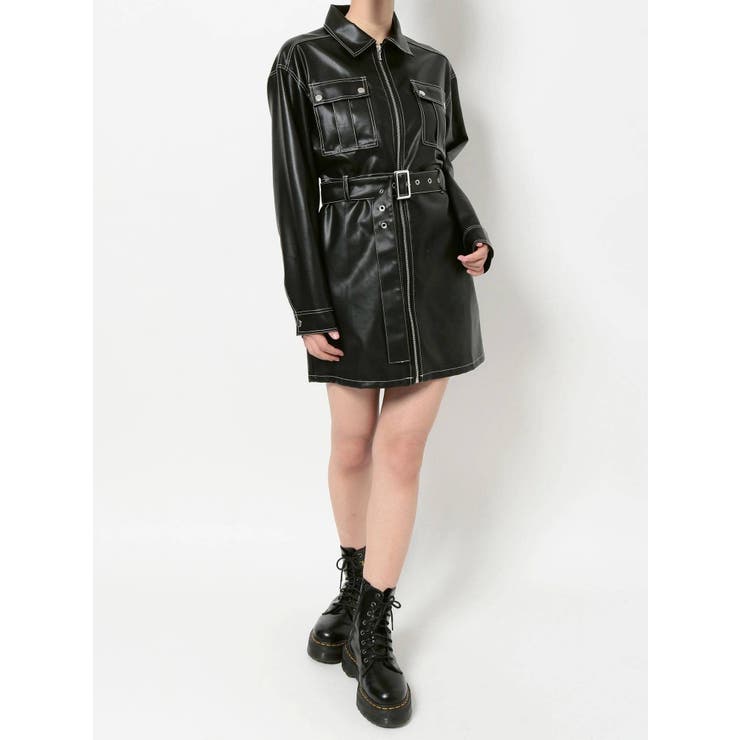 フロントZIPミニワンピース[品番：MKSW0048045]｜jouetie
