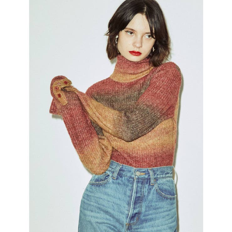 グラデーションタートルニット[品番：MKSW0047056]｜jouetie