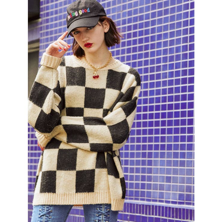 美品♥ビアズリー ◆キリム柄ジャカードニット コットンニット ゆったりめ 緑 キリム柄ジャカードニット （ニット・セーター）｜BEARDSLEY