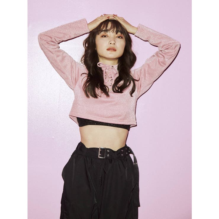 BLACKPINK Paris ピンク クロップドシャツPARIS 16 BLACKPINK ピンク クロップドシャツPARIS 16 （レースアップ