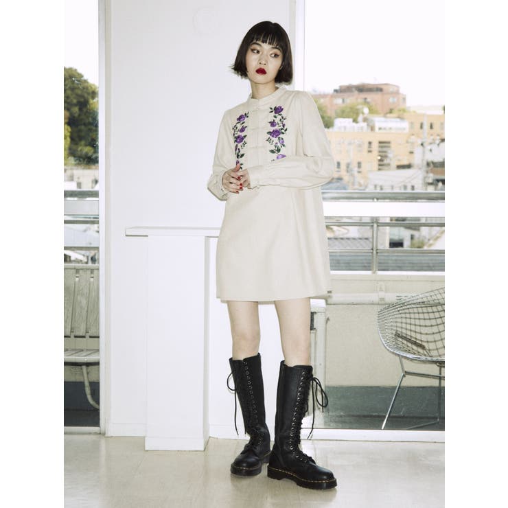 エンブロイダリーチャイナミニワンピース[品番：MKSW0050144]｜jouetie