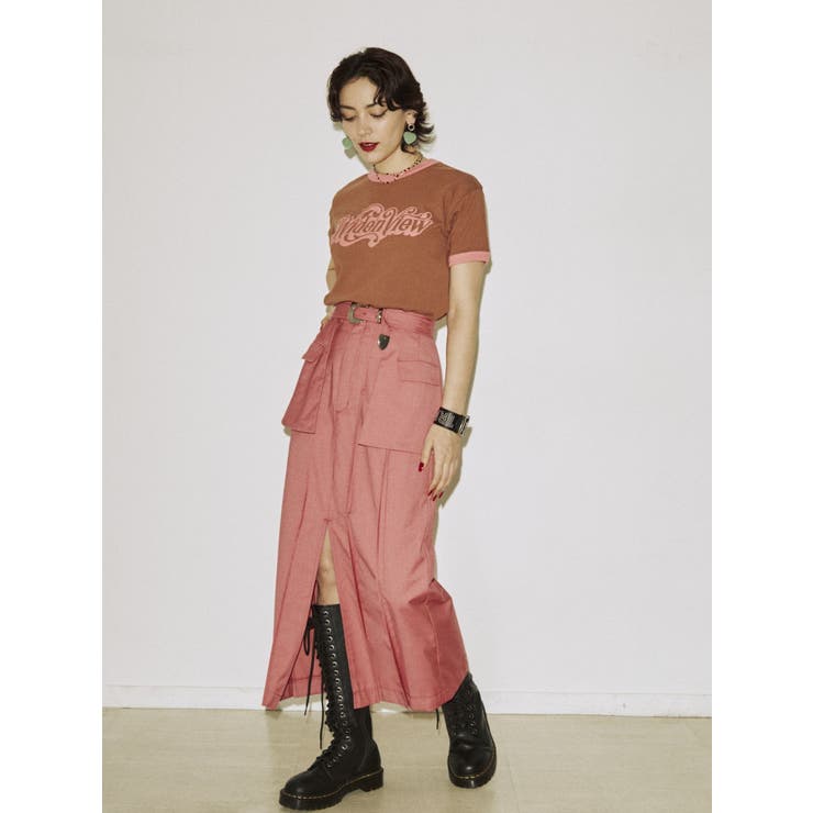 【未使用タグ付き】OMMO レイヤードスカート MULTI BORDER VOLUME SK（スカート）｜OMMO（オーエムエムオー）の