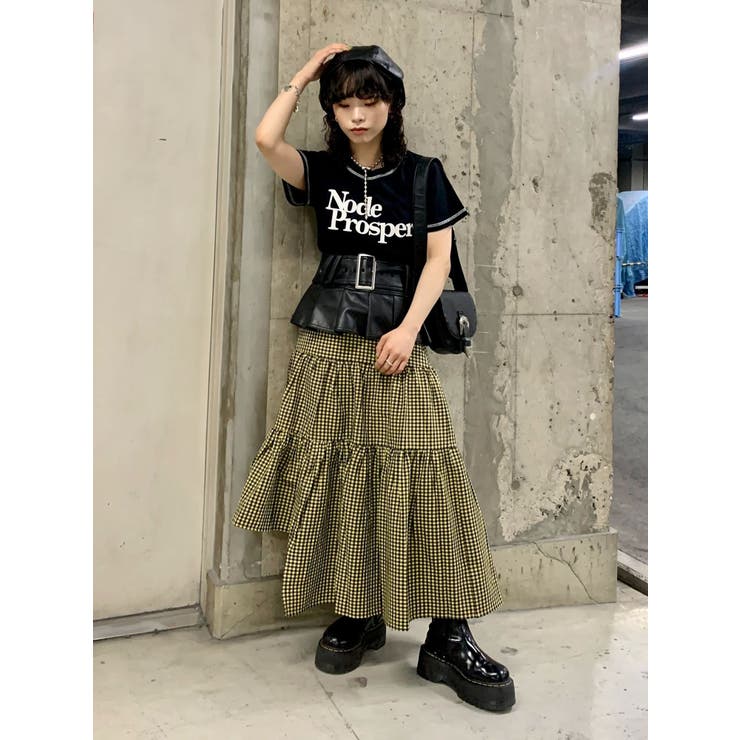 PinkyGirls - Tシャツ チビT タイト ビジュー パール ホロ