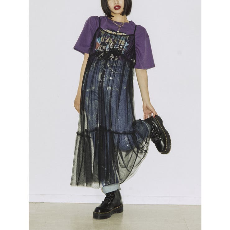 ドットチュールキャミワンピース[品番：MKSW0053426]｜jouetie