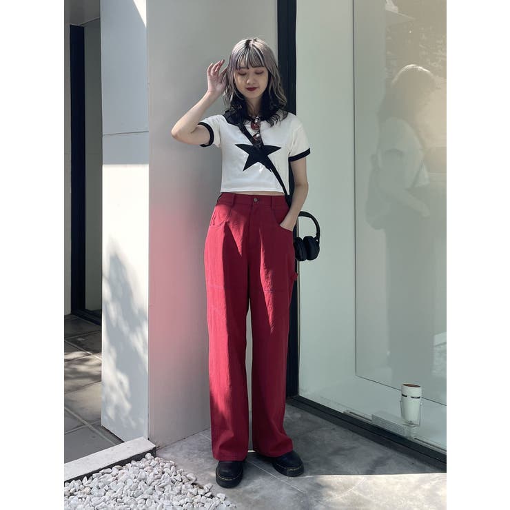 jouetie カラーステッチ ルーズパンツ コクーンシルエット あい
