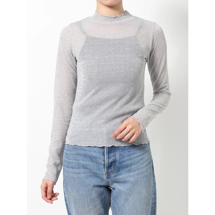 ラメシアーハイネックトップス[品番：MKSW0052235]｜jouetie