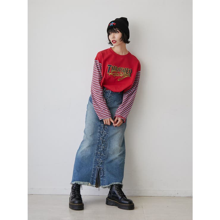 別注】THRASHER ボーダーロンT[品番：MKSW0054656]｜jouetie