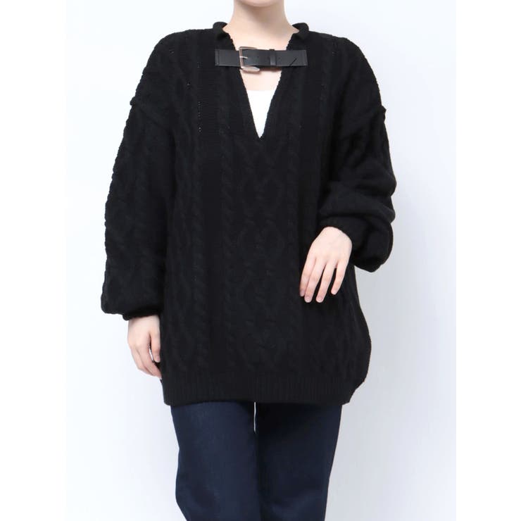 ベルトケーブルニット[品番：MKSW0054353]｜jouetie（ジュエティ）の