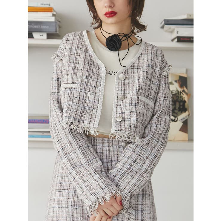 コンパクトツイードジャケット【セットアップ対応】[品番：MKSW0056652