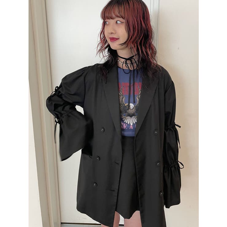 スリーブリボンジャケットミニワンピース【セットアップ対応