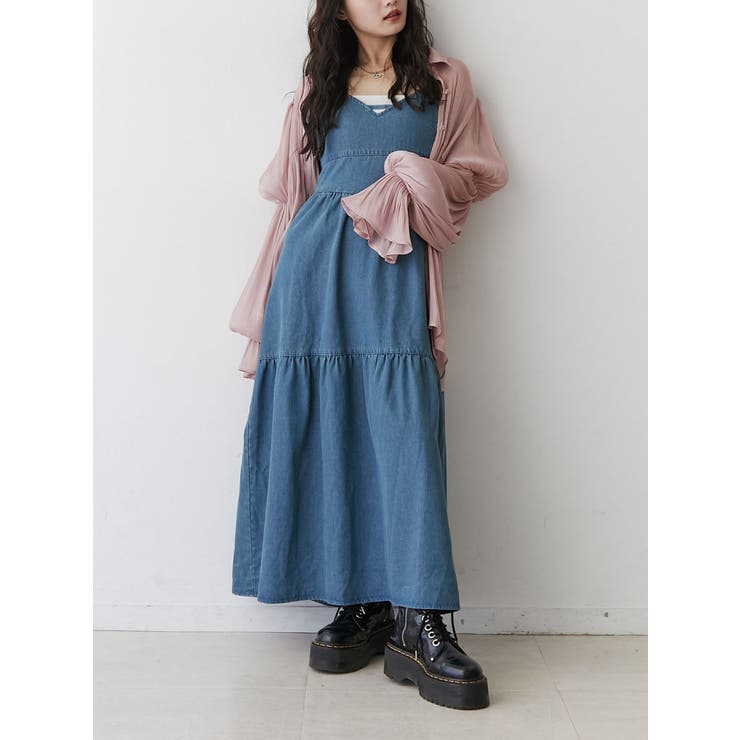 デニムフレアキャミワンピース[品番：MKSW0056665]｜jouetie