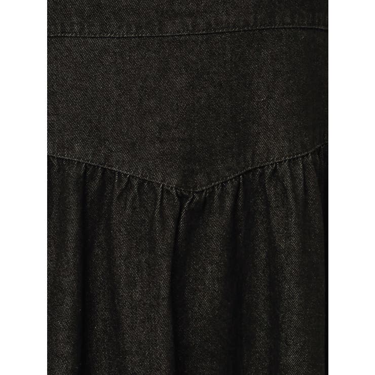 ダイアグラム　デニムプリントワンピース　36 黒　マキシ　プリーツ　※キャミ無 AZUL BY MOUSSY | デニムデザインキャミワンピース (ワンピース