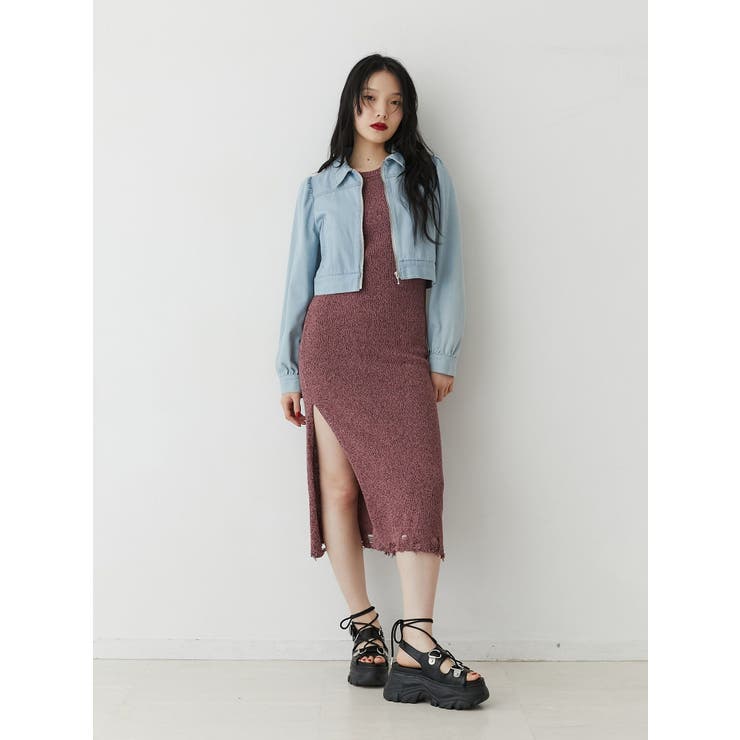 it-dogsニット＆トワルドジュイワンピースXS ZUCCa / オパールドットジャージィー / ワンピース(M navy(13