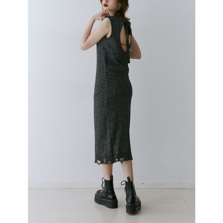 ブラック | バックオープンサマーニットワンピース | jouetie