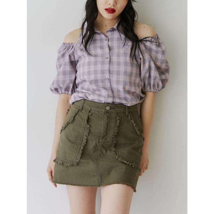 ピンク | カットアウトバルーンスリーブシャツ | jouetie