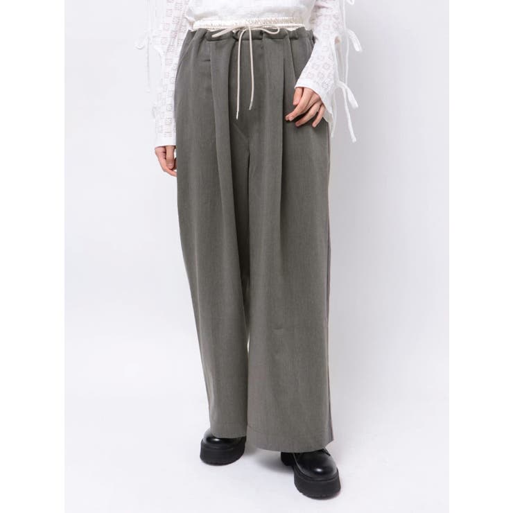 cizatto シザット グレー ダブルウエストタック スエット パンツ