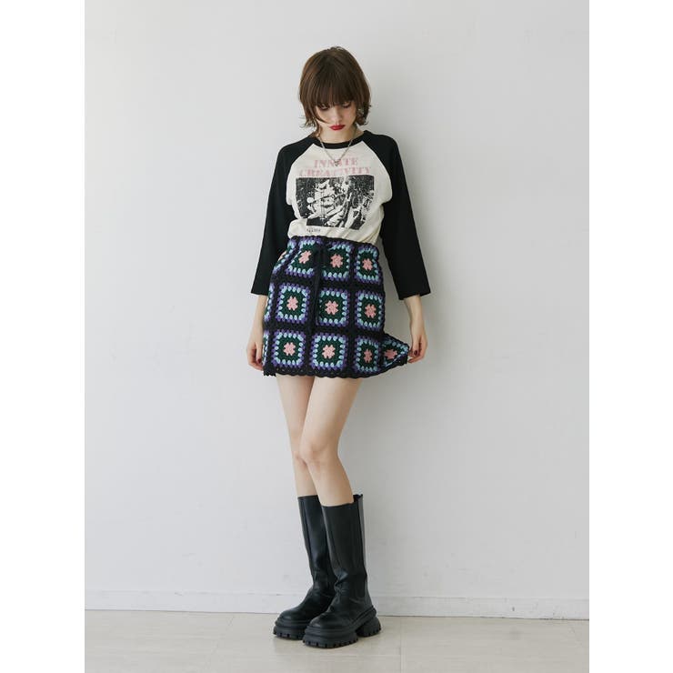 直営店｜25SS MiuMiu◆クロシェ編み コットンミニスカート クロシェ MiuMiu(ミュウミュウ) トップスその他(レディース