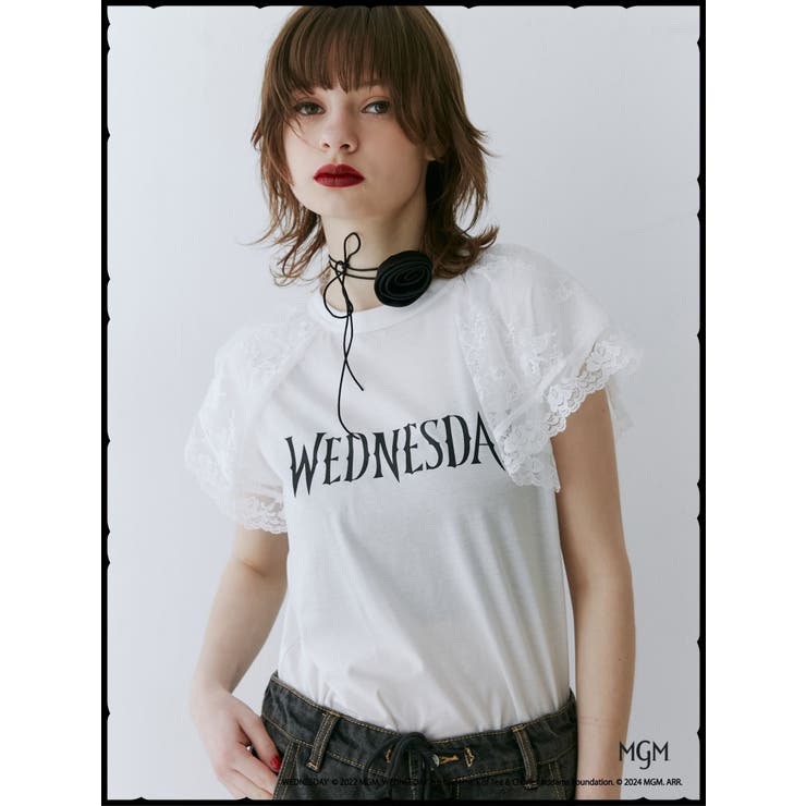 オフホワイト | レースドッキングラグランTシャツ【コラボ】 | jouetie