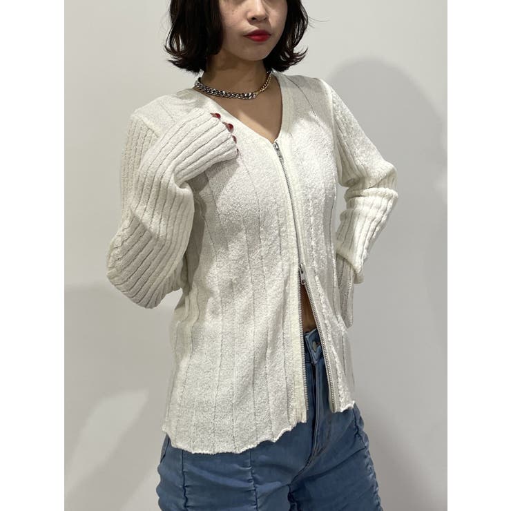 VネックダブルZIPカーデ | jouetie | 詳細画像12