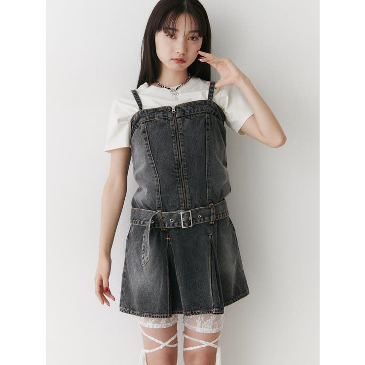 jouetie タックプリーツデニムキャミワンピース ブラック M ジュエティ jouetie タックプリーツデニムキャミワンピース