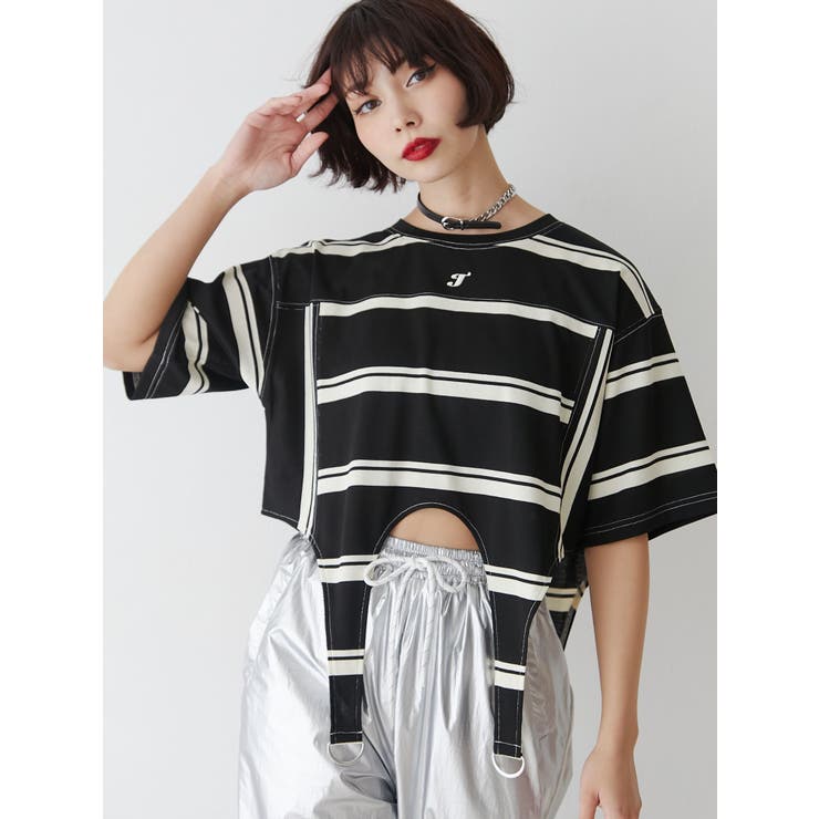 ブラック | ガーターTシャツ | jouetie