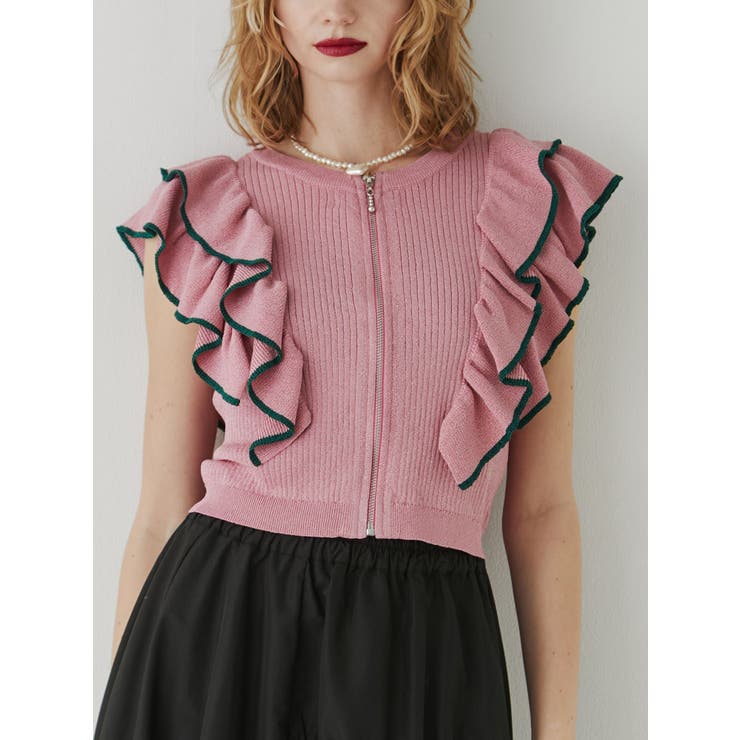 ZIPフリルラメニット[品番：MKSW0057293]｜jouetie（ジュエティ）の