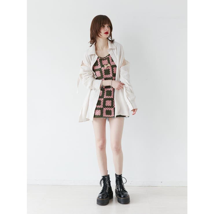 2トーンクロシェキャミチュニック[品番：MKSW0057478]｜jouetie